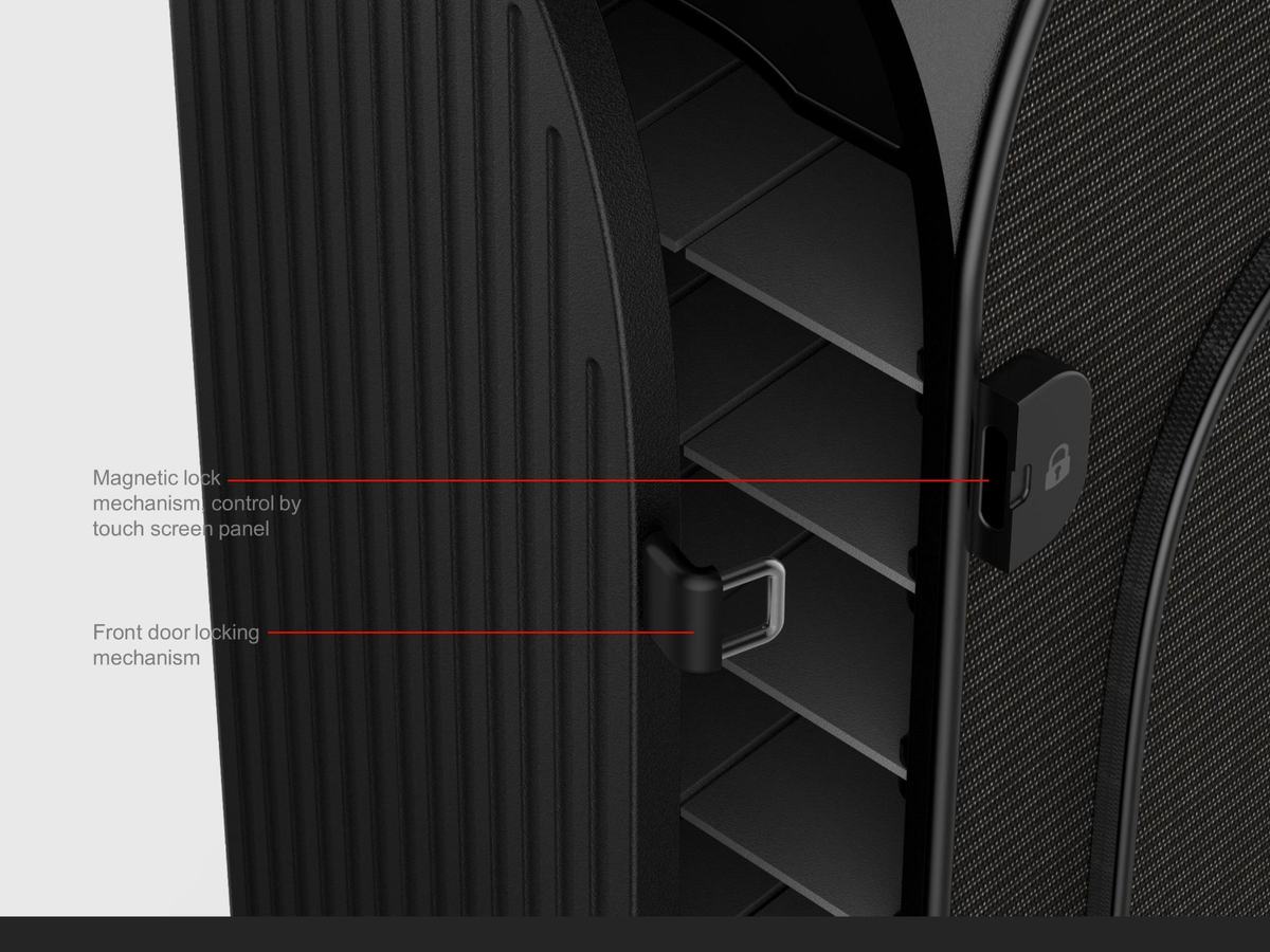 TeamBag magnetic lock and internal compartments