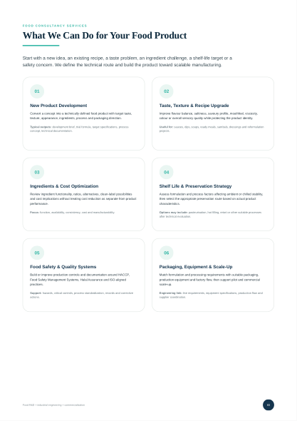 Food consultancy services